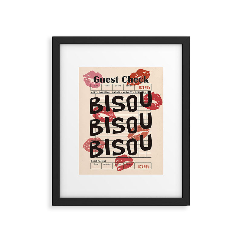 Bisou Bisou. Retro Guest Check  Framed Art Print Gallery Image 5