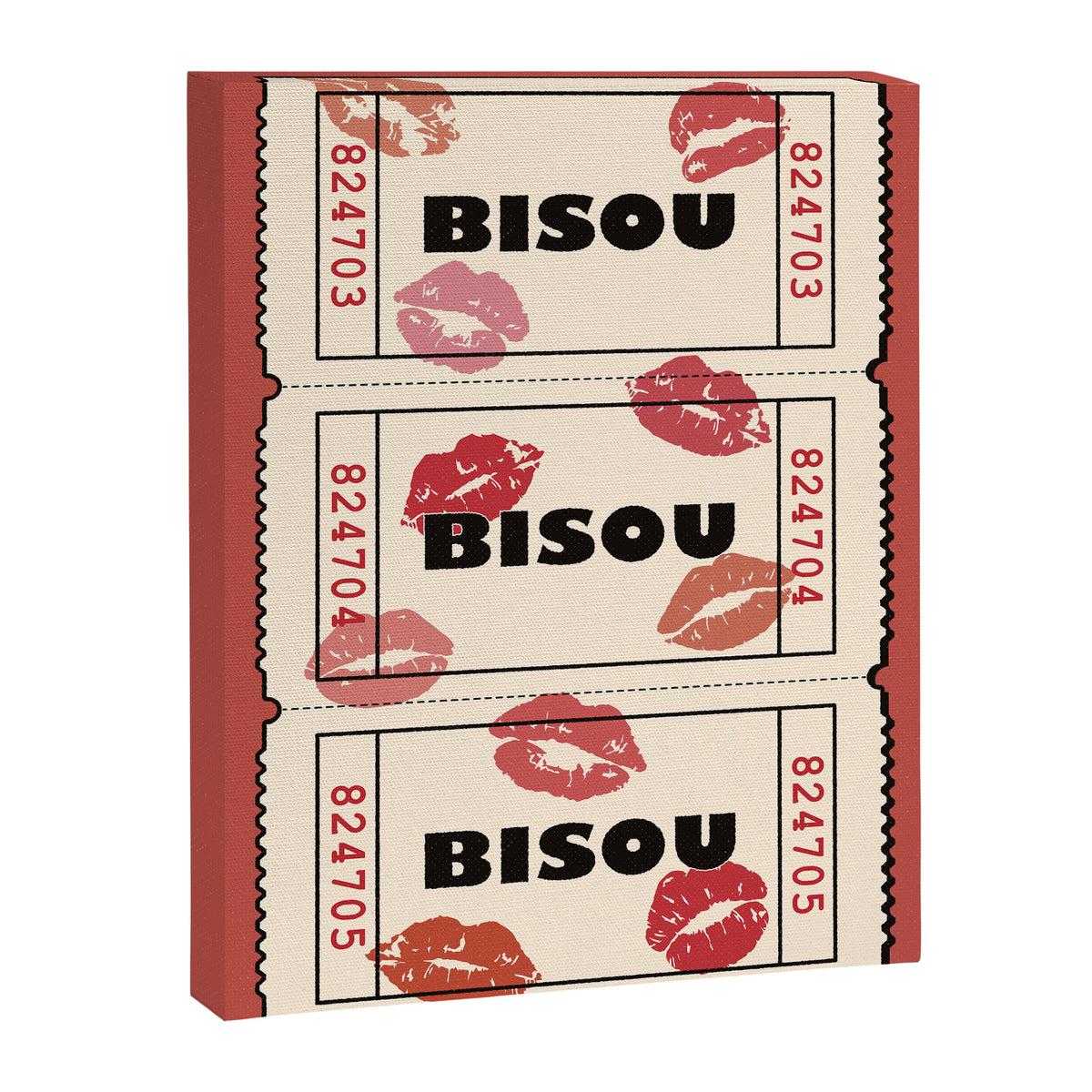 Bisou Bisou. Retro Movie Ticket Canvas Print Gallery Image 6