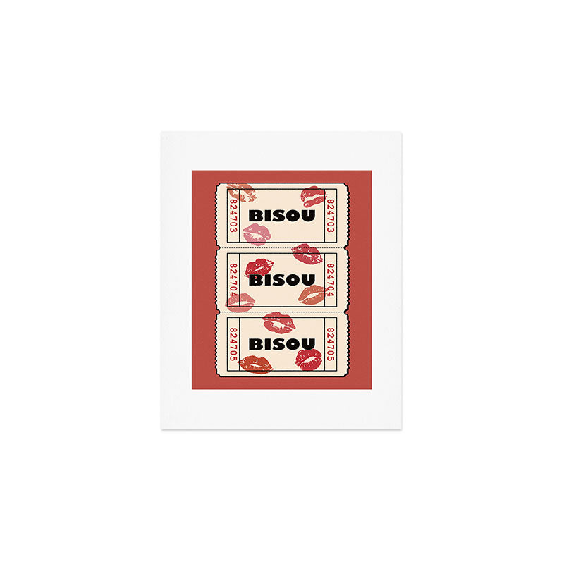 Bisou Bisou. Retro Movie Ticket Art Print Gallery Image 1