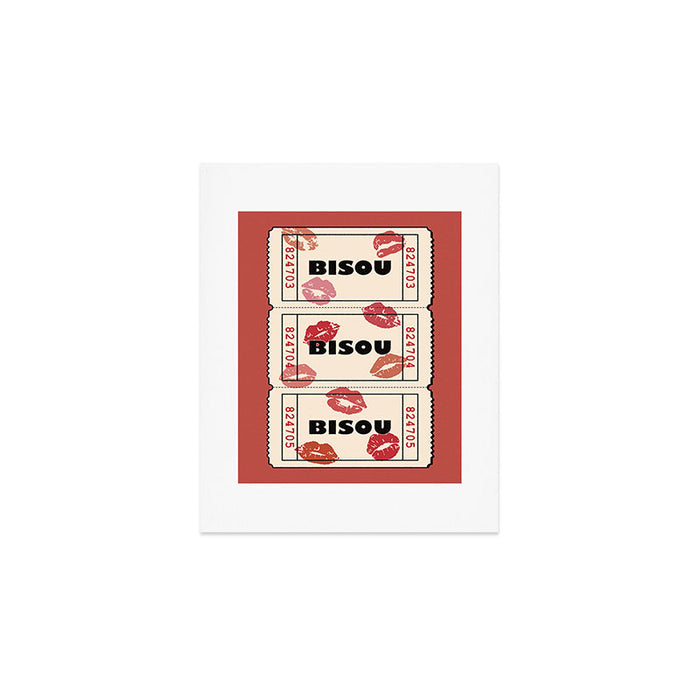 Bisou Bisou. Retro Movie Ticket Art Print Gallery Image 1