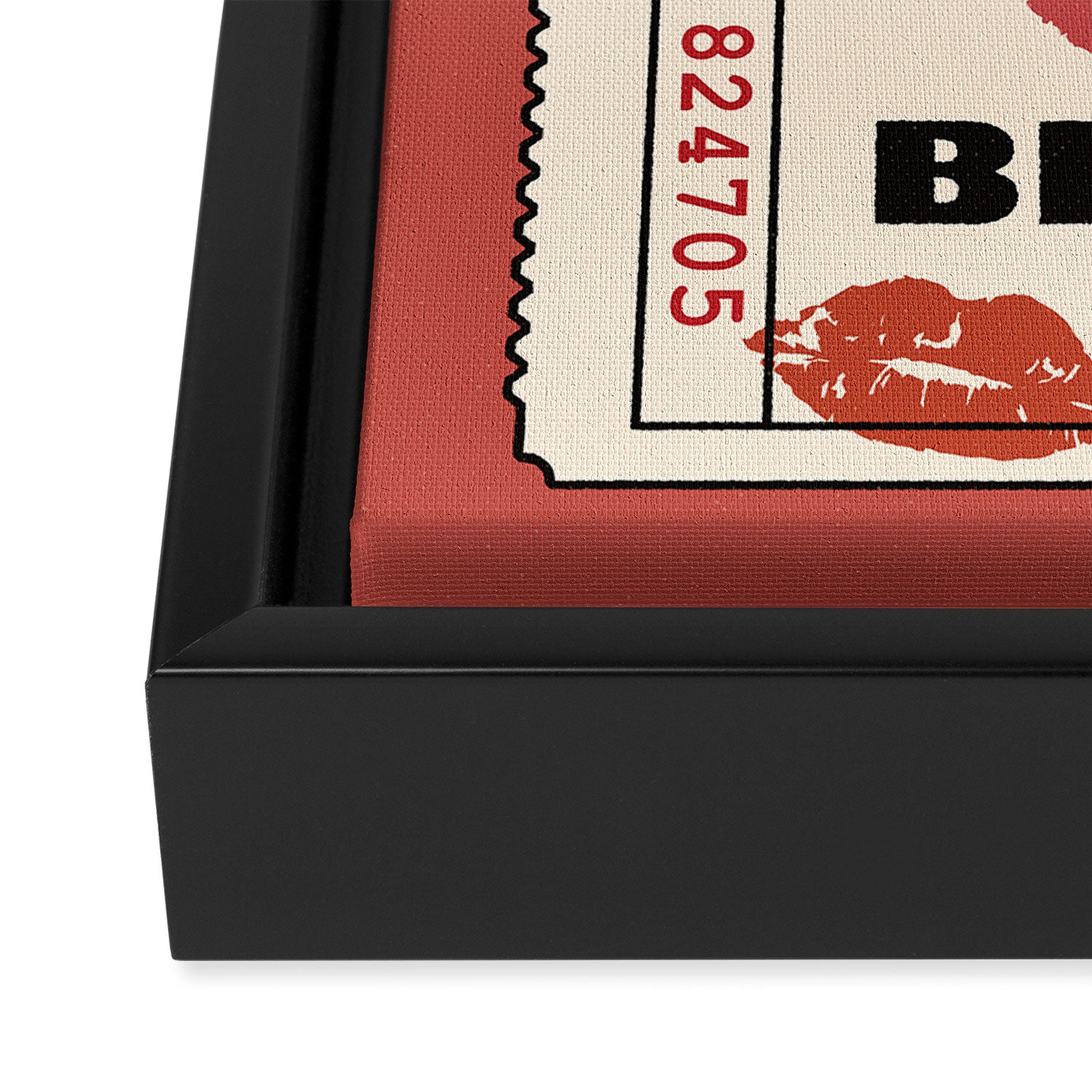 Bisou Bisou. Retro Movie Ticket Framed Canvas Print Gallery Image 3