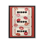 Bisou Bisou. Retro Movie Ticket Framed Canvas Print Gallery Image 6