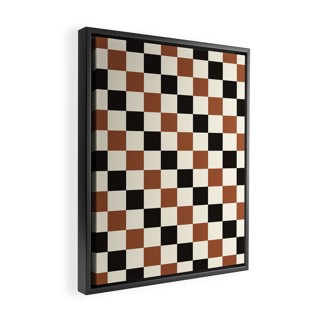 Black & Brown Check Framed Canvas Print Gallery Image 2