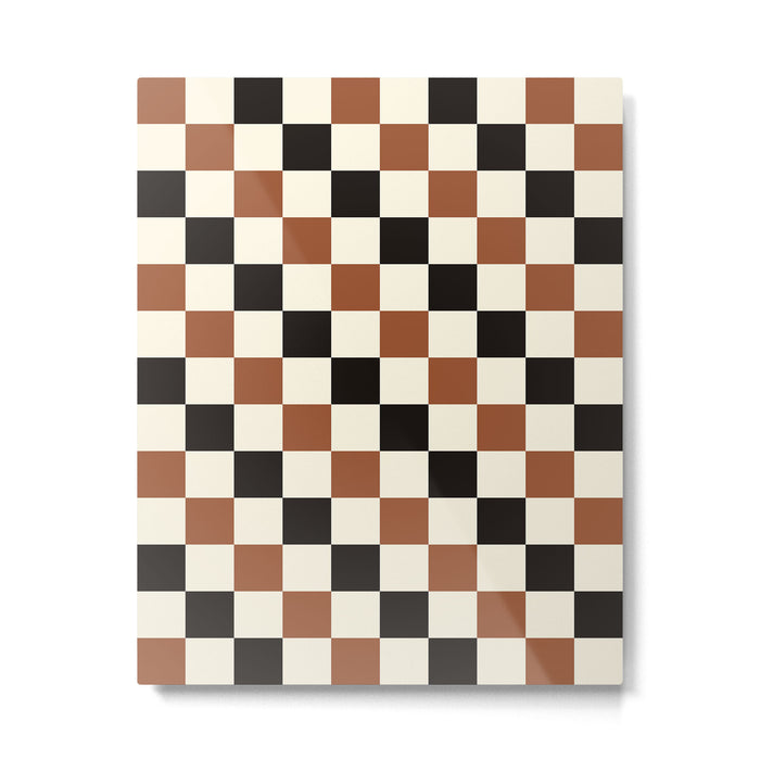 Black & Brown Check Metal Print Gallery Image 1