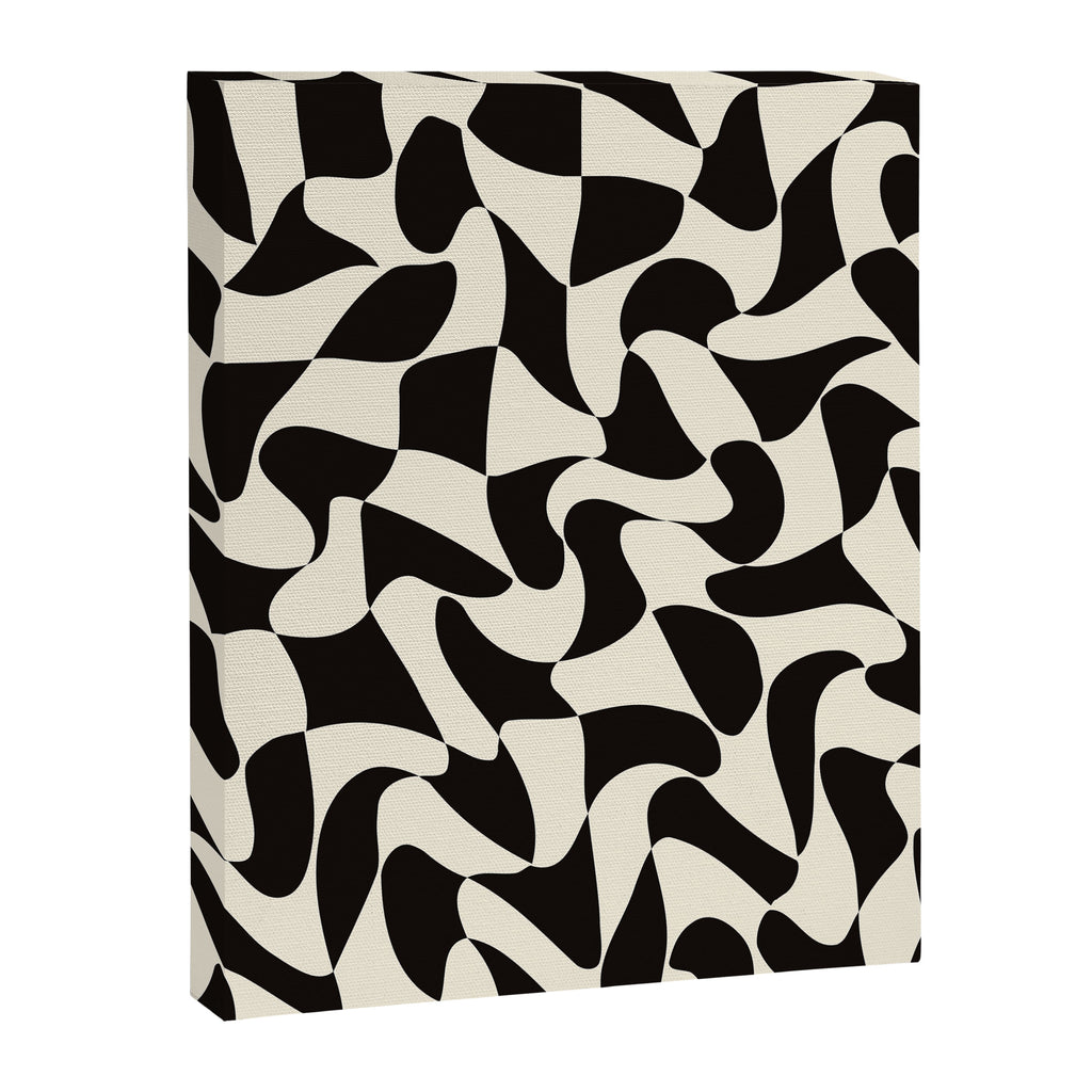  Black&White Warped Wavy Check Canvas Print Gallery Image 6