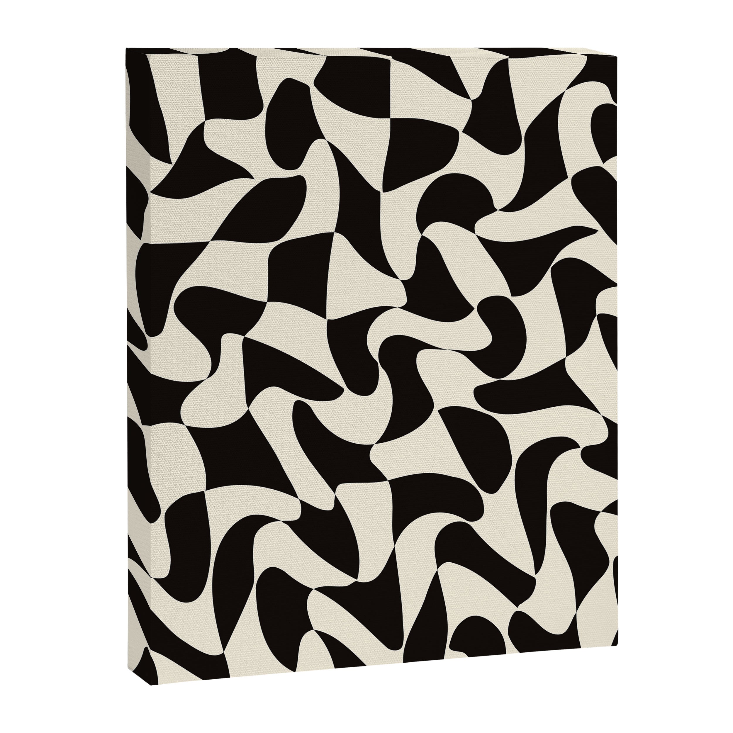  Black&White Warped Wavy Check Canvas Print Gallery Image 6