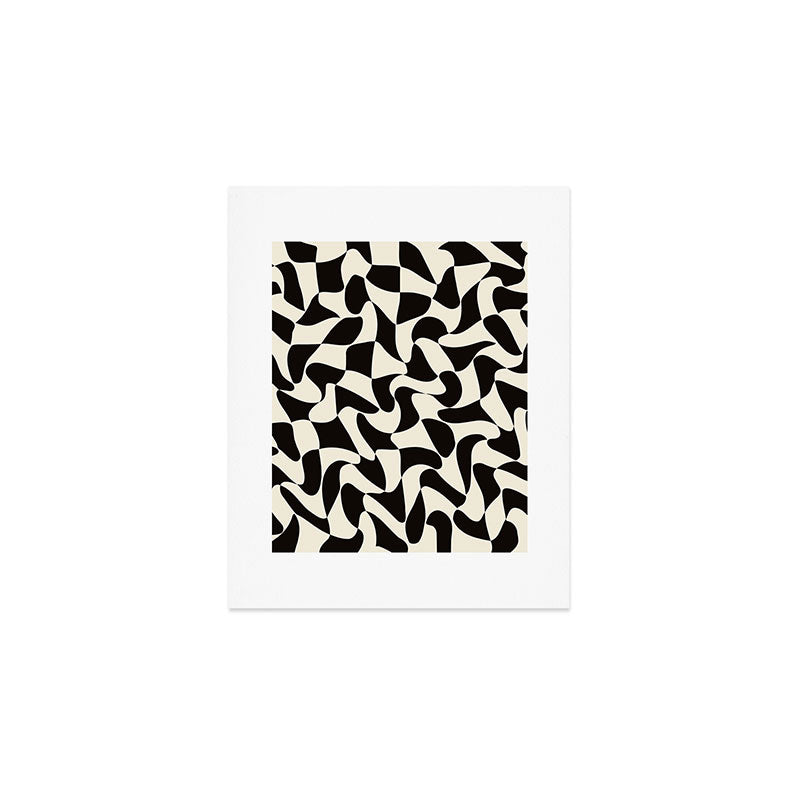  Black&White Warped Wavy Check Art Print Gallery Image 1