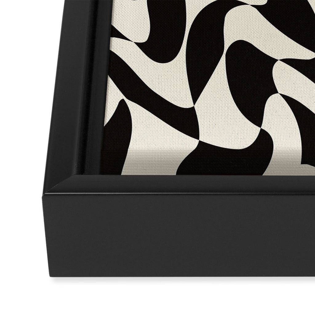  Black&White Warped Wavy Check Framed Canvas Print Gallery Image 3