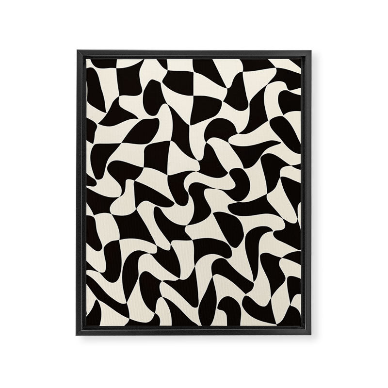  Black&White Warped Wavy Check Framed Canvas Print Gallery Image 6