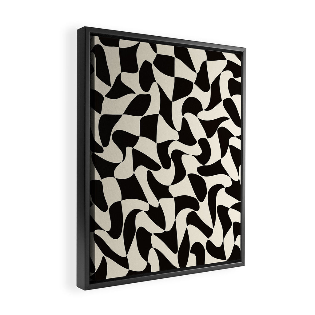  Black&White Warped Wavy Check Framed Canvas Print Gallery Image 2