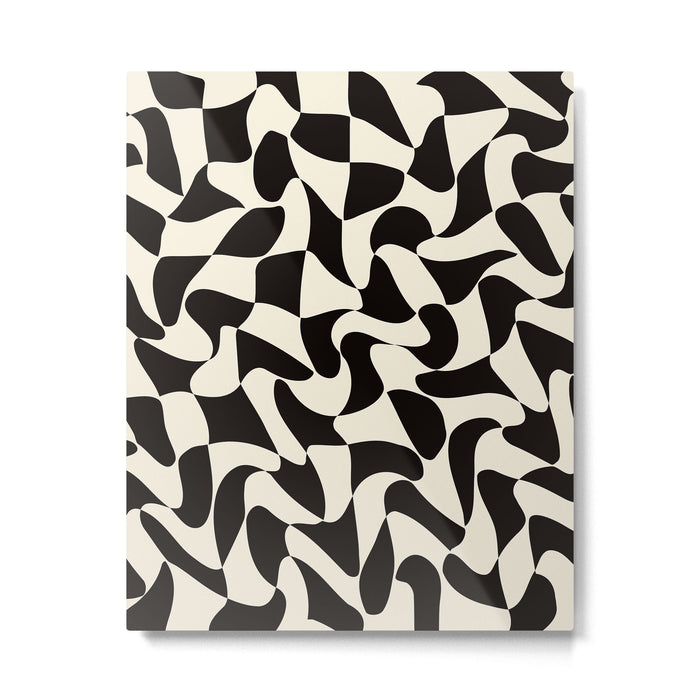  Black&White Warped Wavy Check Metal Print Gallery Image 1