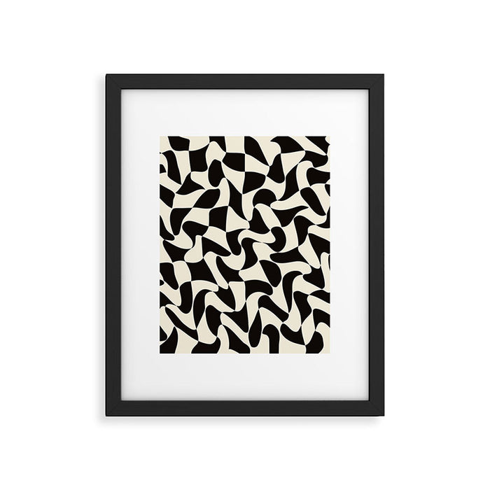  Black&White Warped Wavy Check Framed Art Print Gallery Image 1