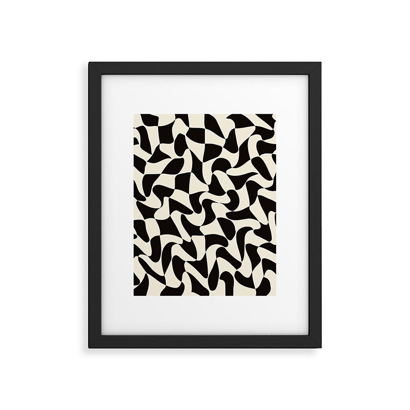  Black&White Warped Wavy Check Framed Art Print Gallery Image 5