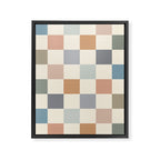 Blue & Beige Neutral Checker Framed Canvas Print Gallery Image 6
