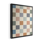 Blue & Beige Neutral Checker Framed Canvas Print Gallery Image 2