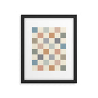 Blue & Beige Neutral Checker Framed Art Print Gallery Image 5