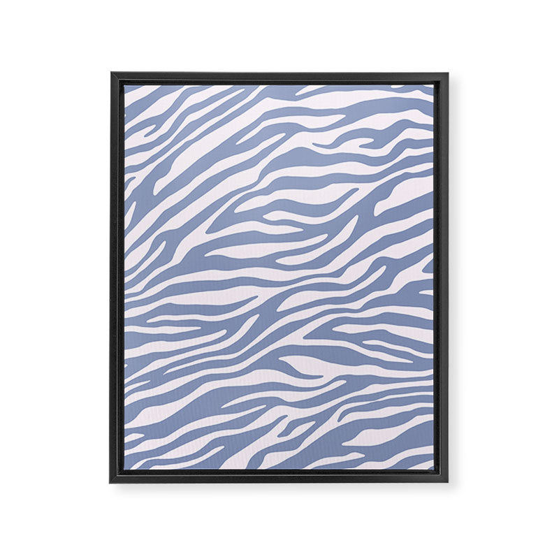 Blue Zebra Animal Print Framed Canvas Print Gallery Image 6