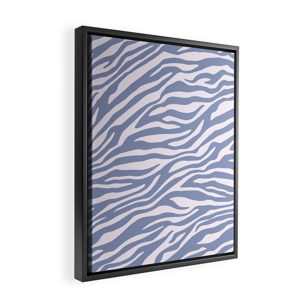 Blue Zebra Animal Print Framed Canvas Print Gallery Image 2
