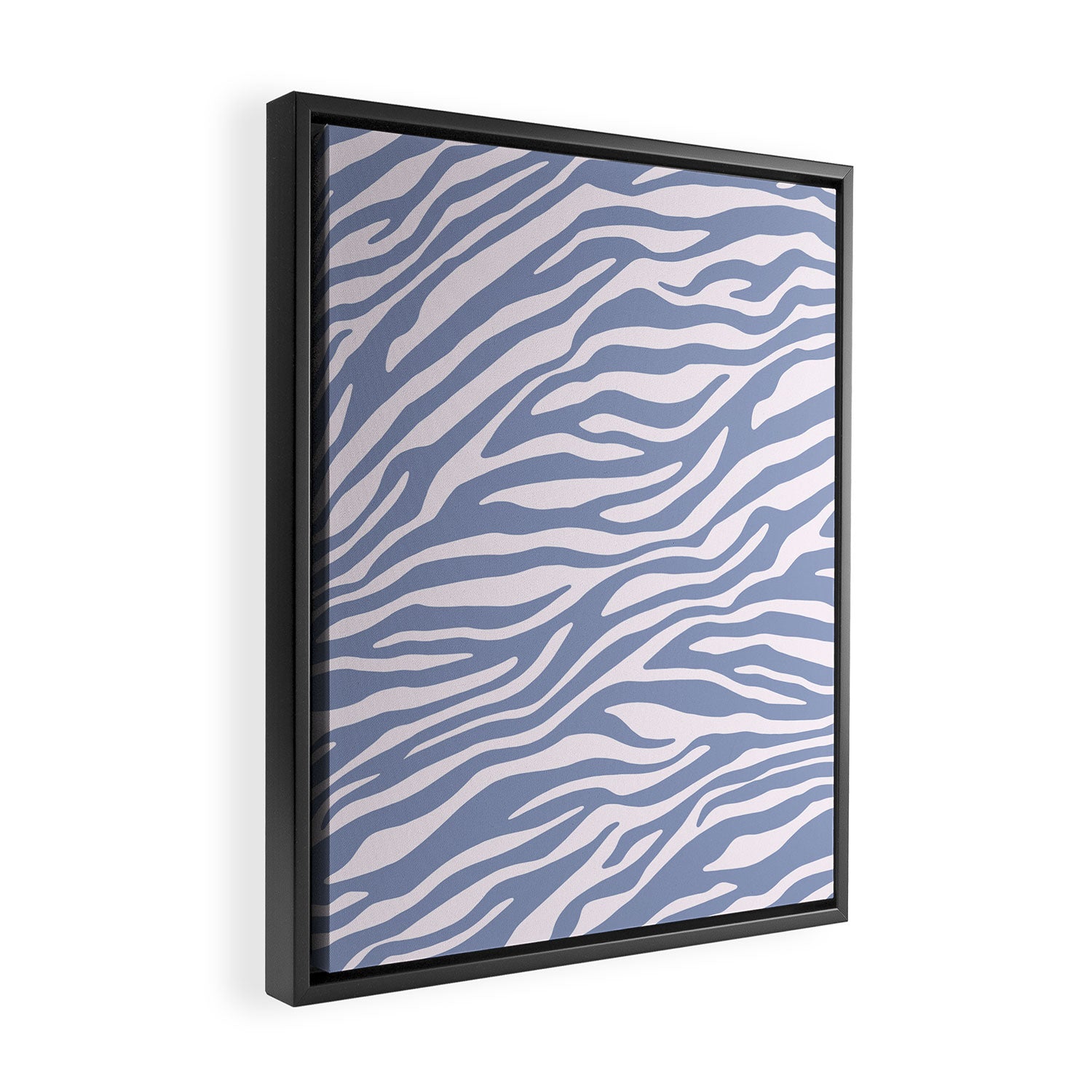 Blue Zebra Animal Print Framed Canvas Print Gallery Image 2