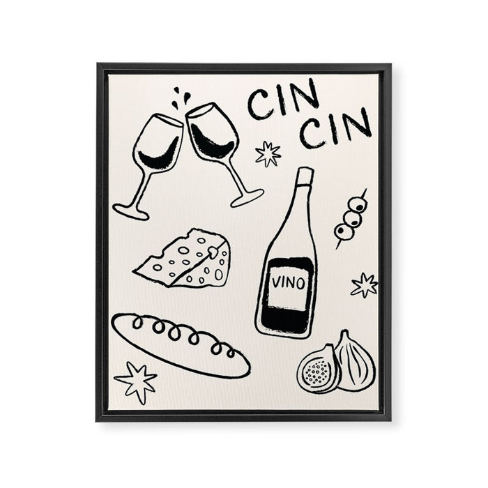 Cheers. Cheese and Wine Framed Canvas Print Gallery Image 1