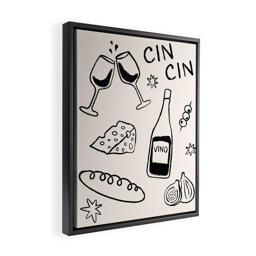 Cheers. Cheese and Wine Framed Canvas Print Gallery Image 2