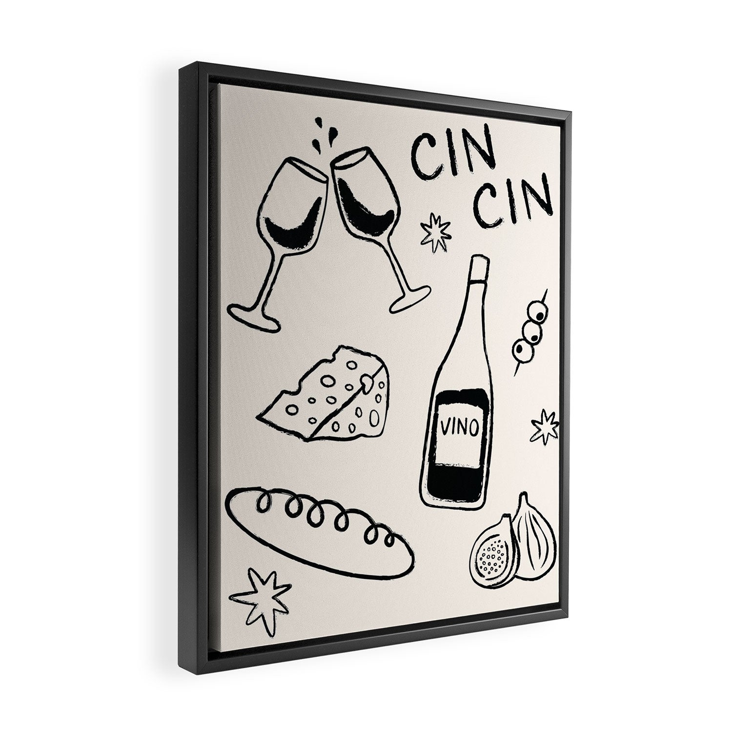 Cheers. Cheese and Wine Framed Canvas Print Gallery Image 2