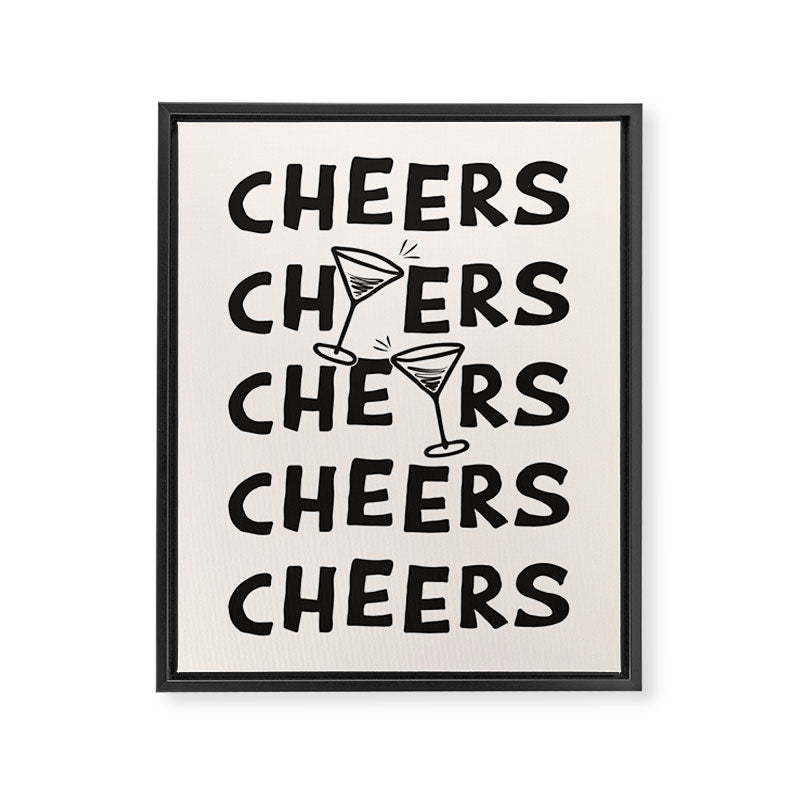 Cheers. Cocktails and Drinks in Black and White Framed Canvas Print Gallery Image 6