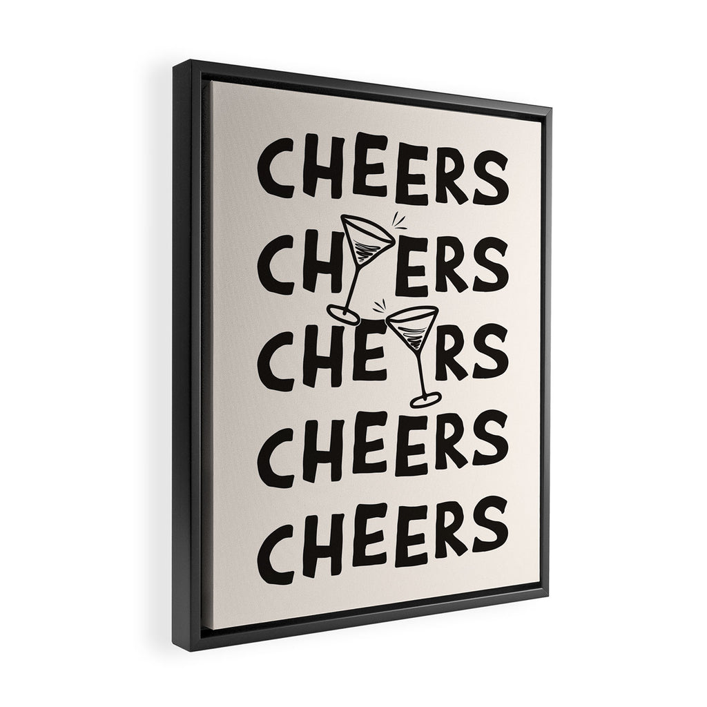 Cheers. Cocktails and Drinks in Black and White Framed Canvas Print Gallery Image 2