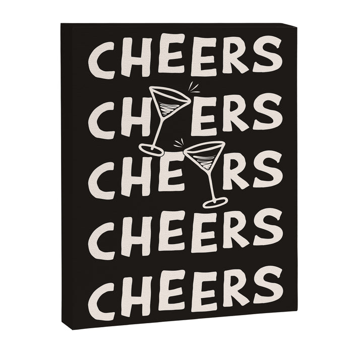 Cheers. Cocktails and Drinks in Black & White Canvas Print Gallery Image 1