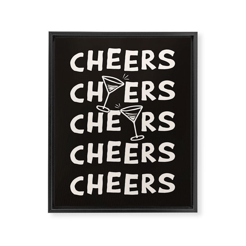 Cheers. Cocktails and Drinks in Black & White Framed Canvas Print Gallery Image 6