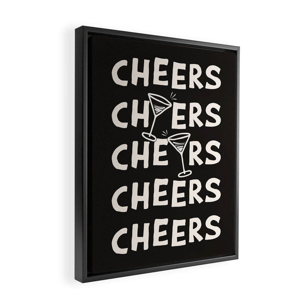 Cheers. Cocktails and Drinks in Black & White Framed Canvas Print Gallery Image 2