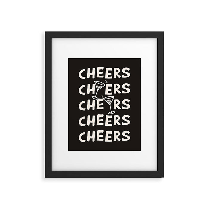Cheers. Cocktails and Drinks in Black & White Framed Art Print Gallery Image 1