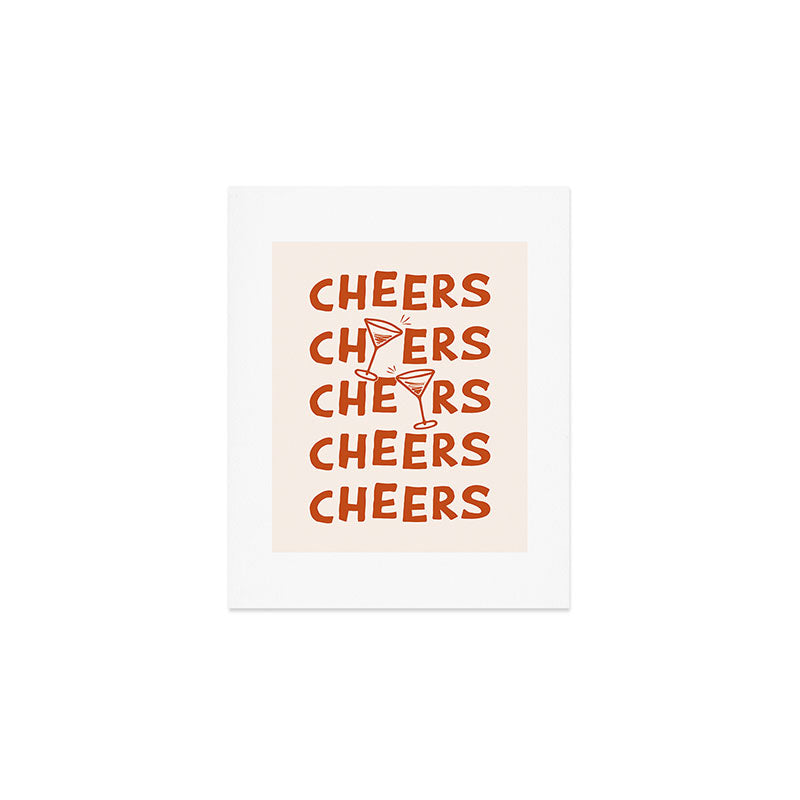 Cheers. Cocktails and Drinks in Burnt Orange and Linen White Art Print Gallery Image 1