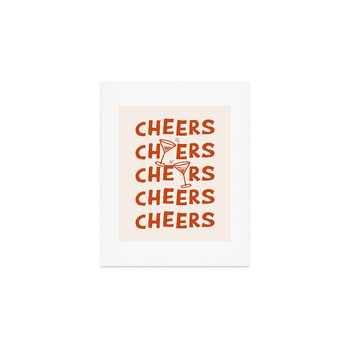 Cheers. Cocktails and Drinks in Burnt Orange and Linen White Art Print Gallery Image 1