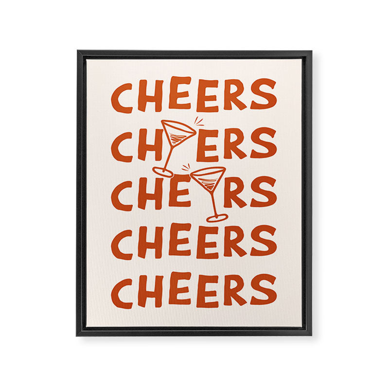 Cheers. Cocktails and Drinks in Burnt Orange and Linen White Framed Canvas Print Gallery Image 6