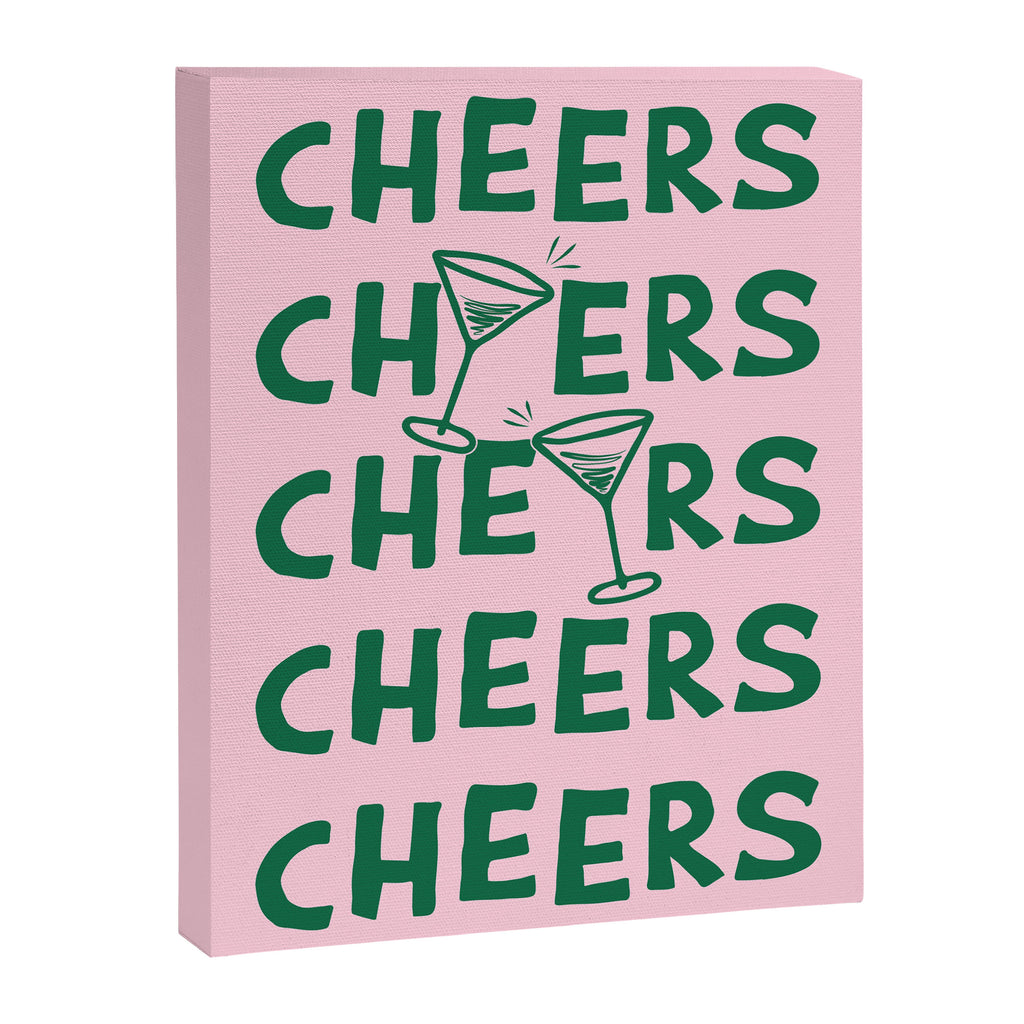 Cheers. Cocktails and Drinks in Forest Green and Pink Canvas Print Gallery Image 6