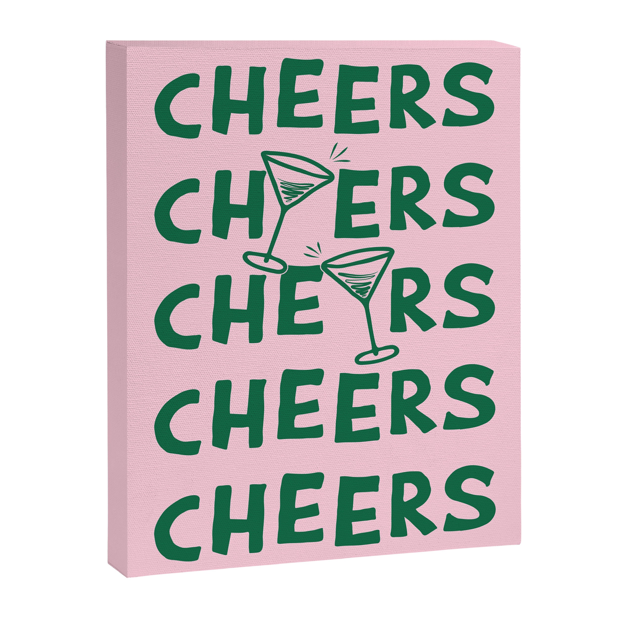 Cheers. Cocktails and Drinks in Forest Green and Pink Canvas Print Gallery Image 6