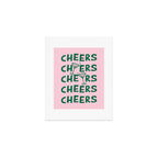 Cheers. Cocktails and Drinks in Forest Green and Pink Art Print Gallery Image 1