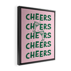 Cheers. Cocktails and Drinks in Forest Green and Pink Framed Canvas Print Gallery Image 2
