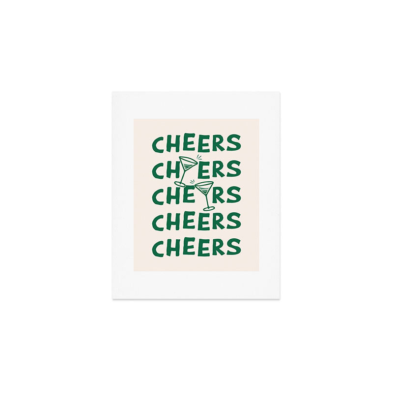 Cheers. Cocktails and Drinks in Green And Linen White Art Print Gallery Image 1