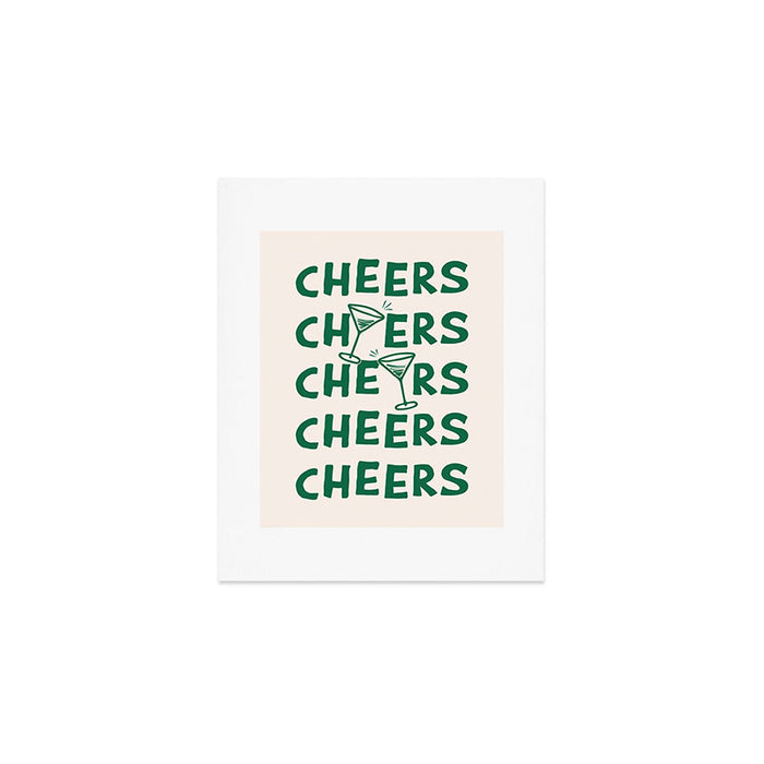 Cheers. Cocktails and Drinks in Green And Linen White Art Print Gallery Image 1