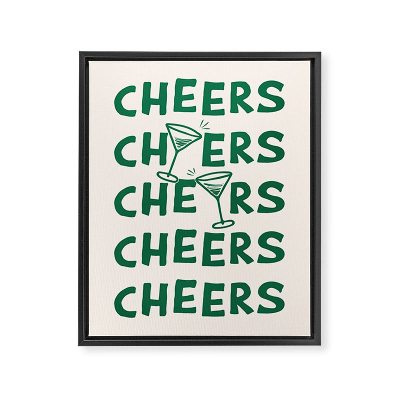 Cheers. Cocktails and Drinks in Green And Linen White Framed Canvas Print Gallery Image 6