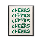 Cheers. Cocktails and Drinks in Green And Linen White Framed Canvas Print Gallery Image 6
