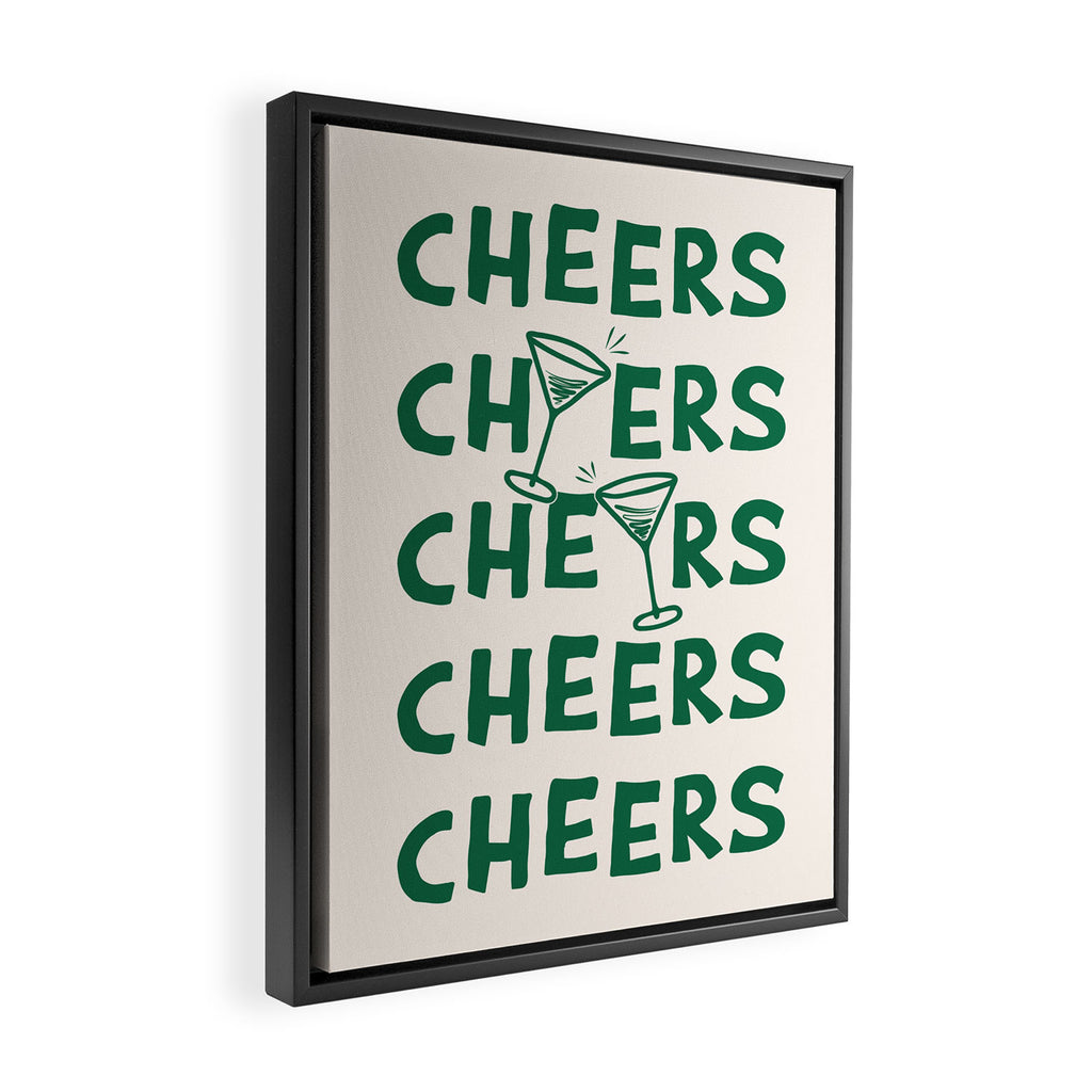 Cheers. Cocktails and Drinks in Green And Linen White Framed Canvas Print Gallery Image 2