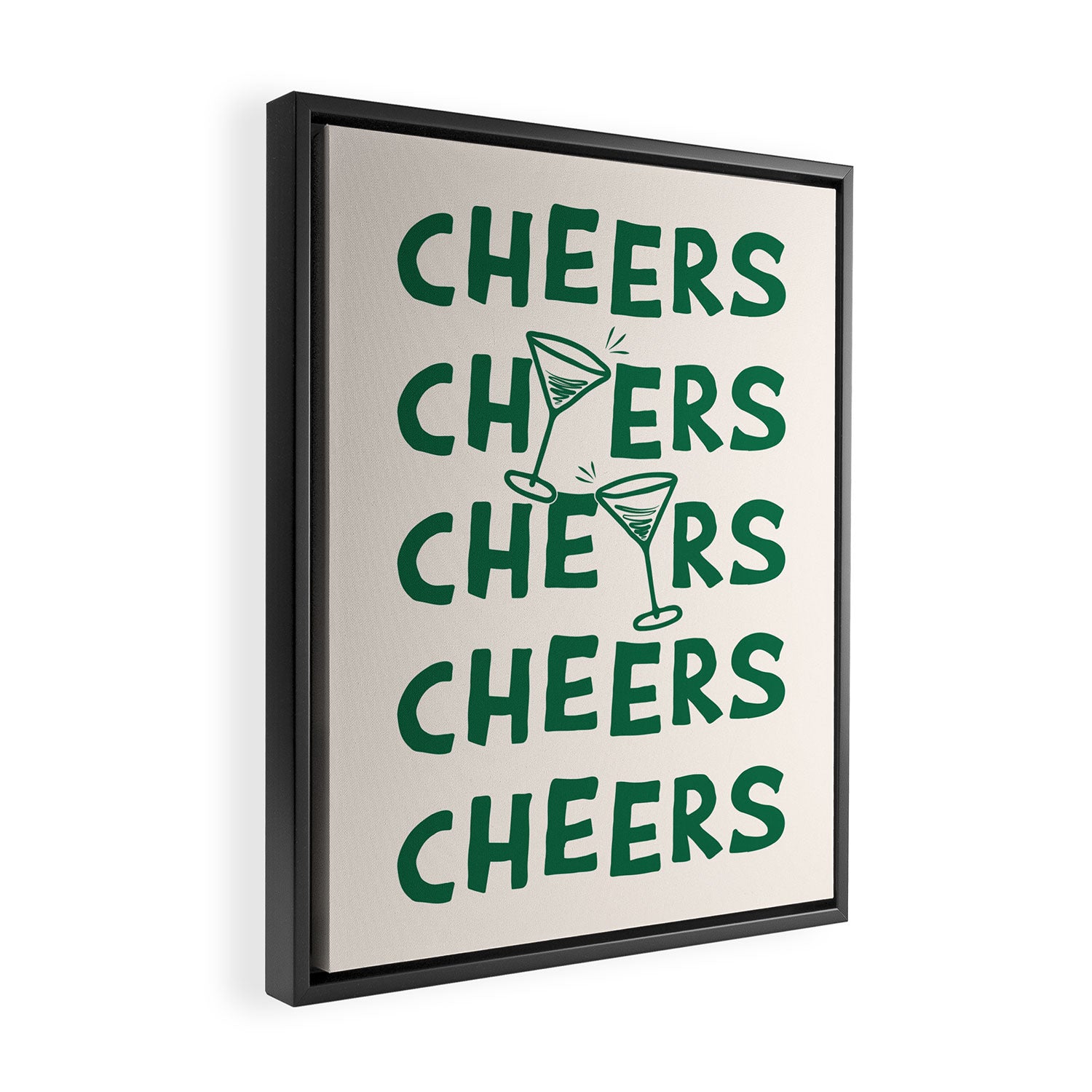 Cheers. Cocktails and Drinks in Green And Linen White Framed Canvas Print Gallery Image 2