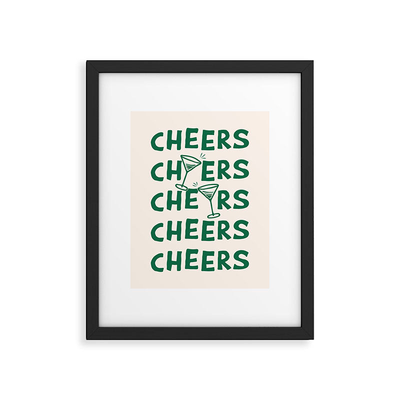 Cheers. Cocktails and Drinks in Green And Linen White Framed Art Print Gallery Image 5