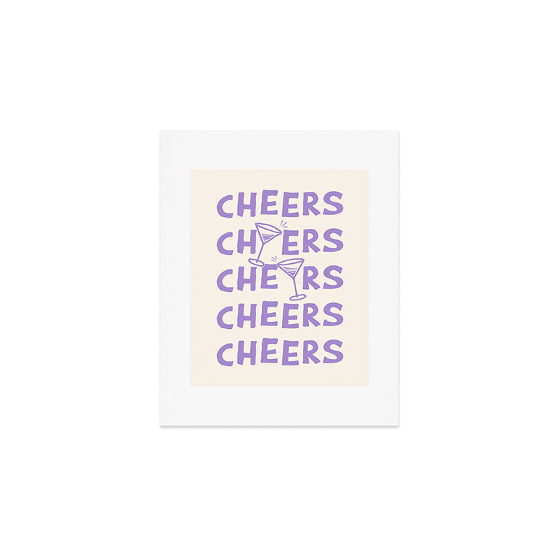 Cheers. Cocktails and Drinks in Lavender Purple And White Art Print Gallery Image 1