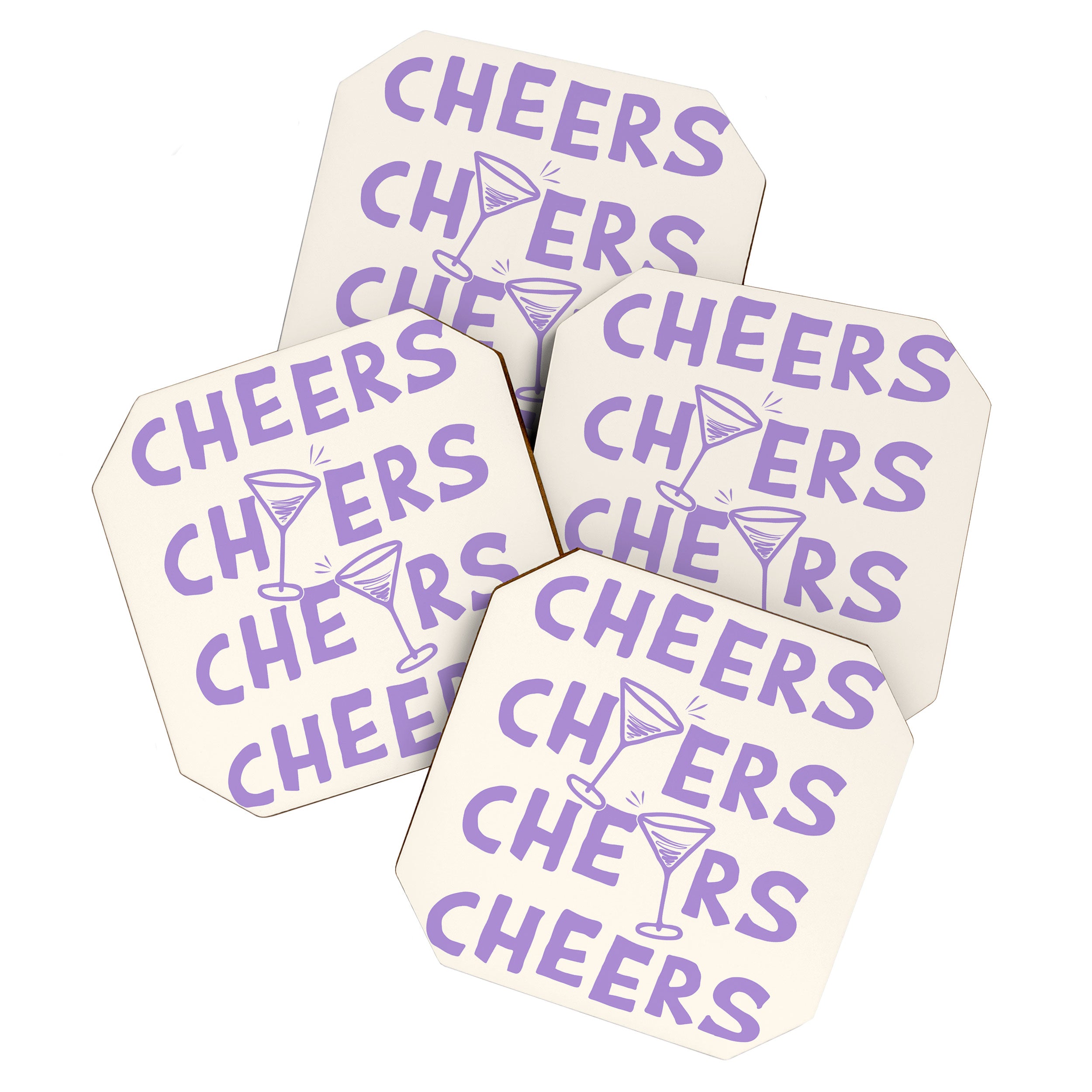 Cheers. Cocktails and Drinks in Lavender Purple And White Coaster Gallery Image 1