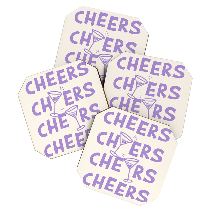 Cheers. Cocktails and Drinks in Lavender Purple And White Coaster Gallery Image 1