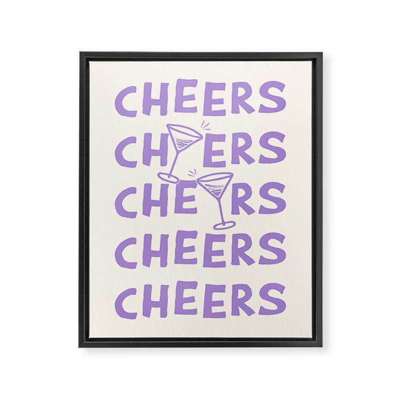Cheers. Cocktails and Drinks in Lavender Purple And White Framed Canvas Print Gallery Image 6